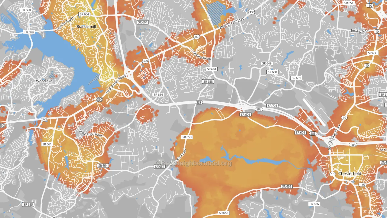 Bike Grade map of 23832, VA