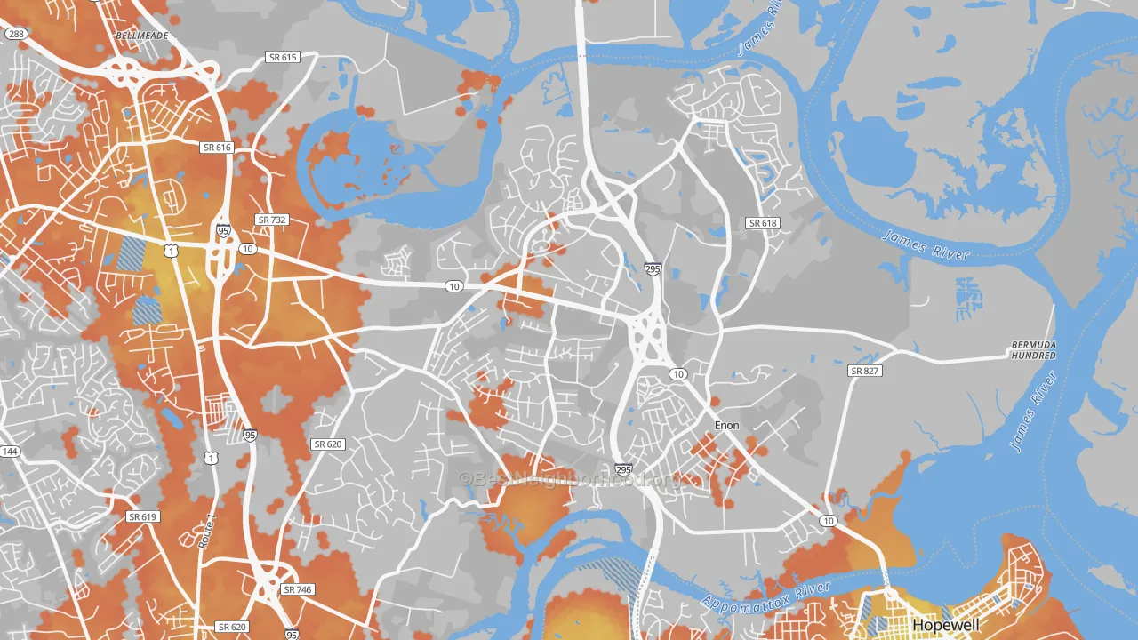 Bike Grade map of 23836, VA