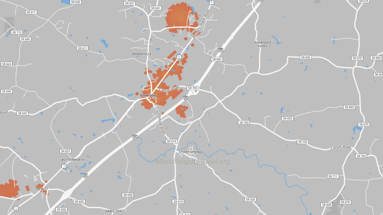 Bike Grade map of 23841, VA