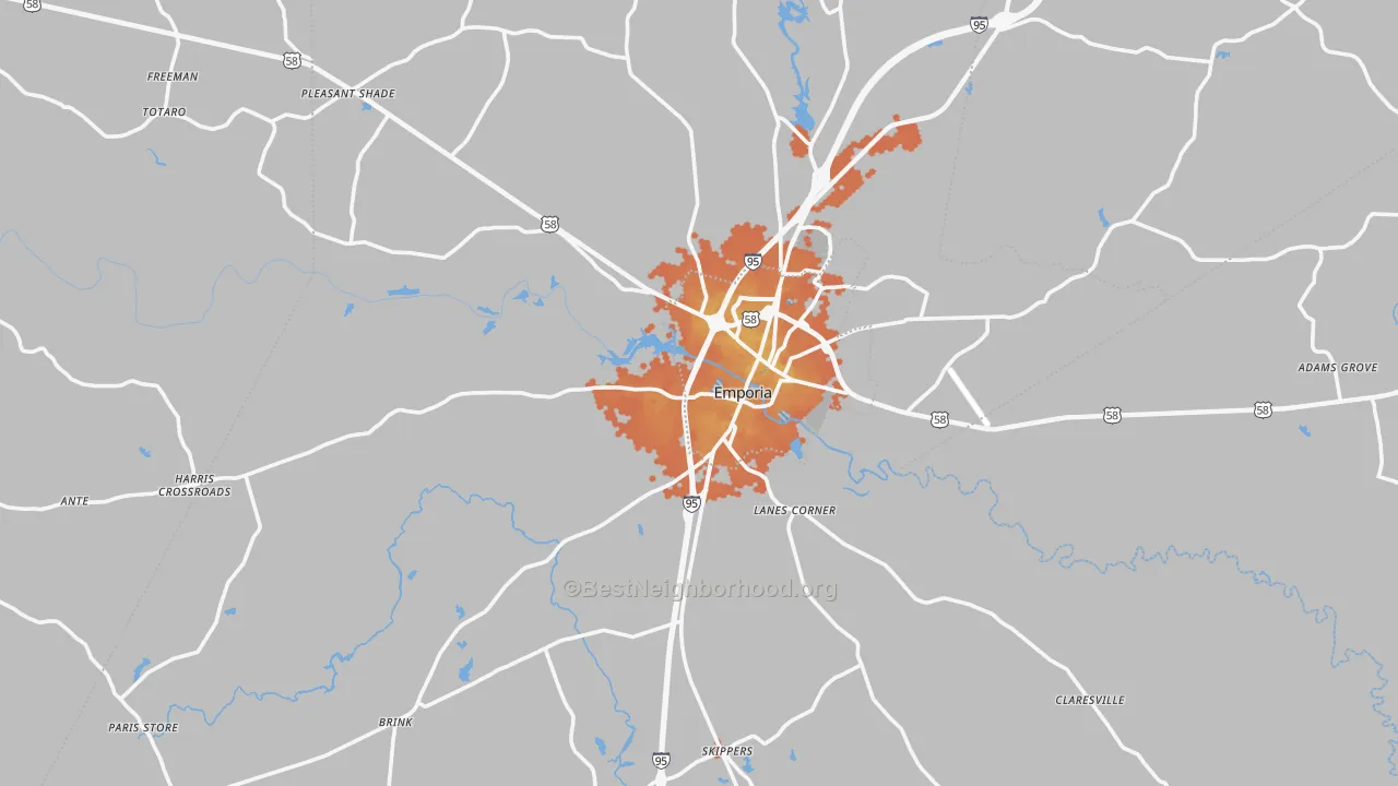 Bike Grade map of 23847, VA