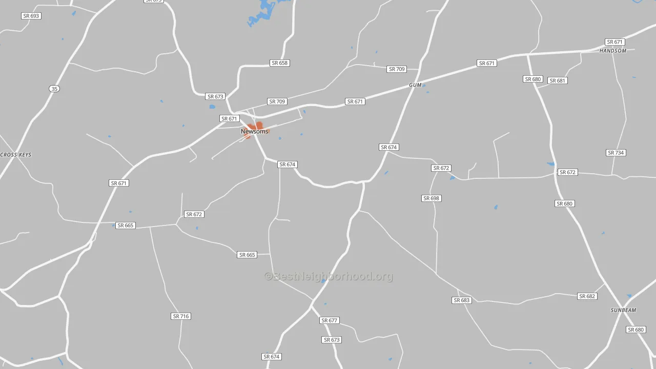 Bike Grade map of 23874, VA