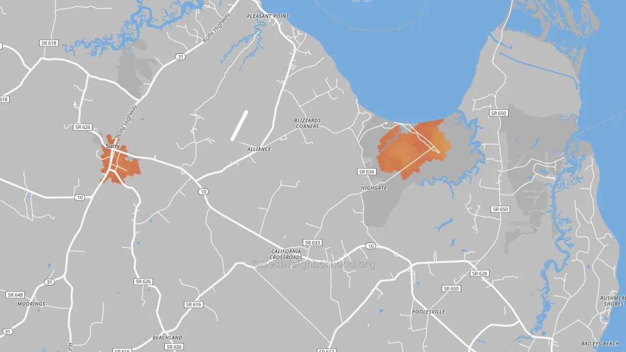 Bike Grade map of 23883, VA