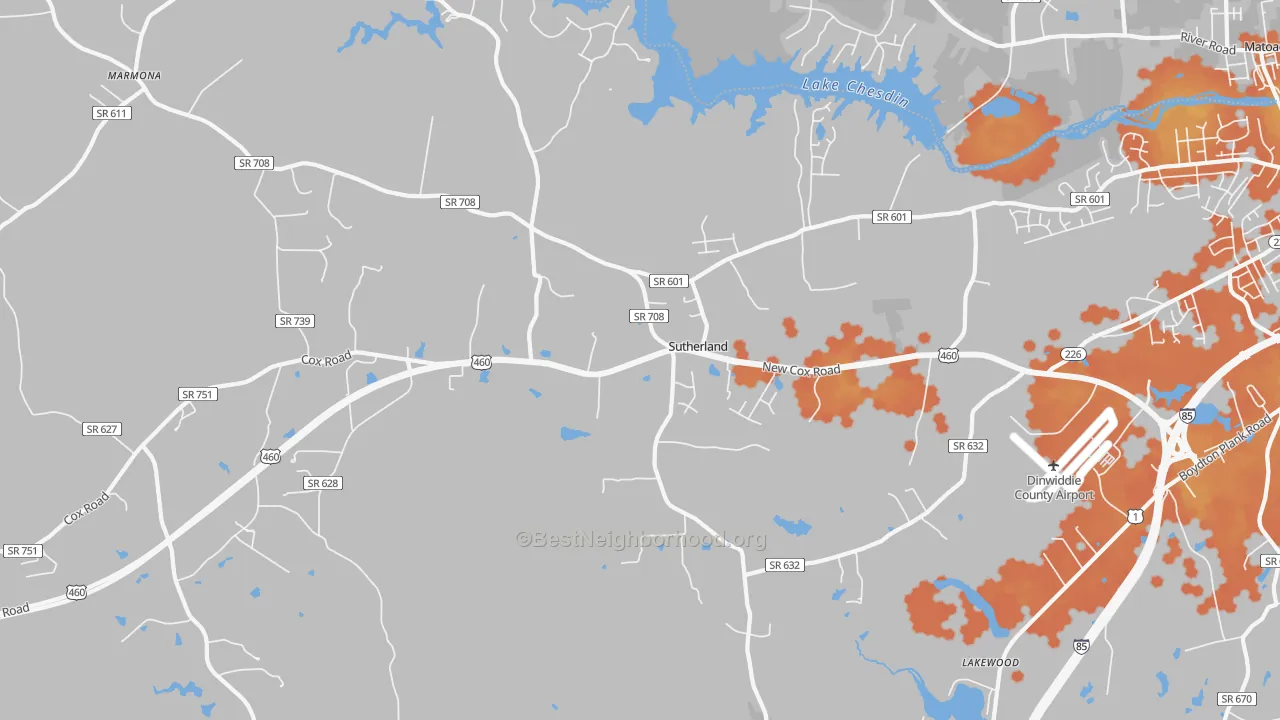 Bike Grade map of 23885, VA