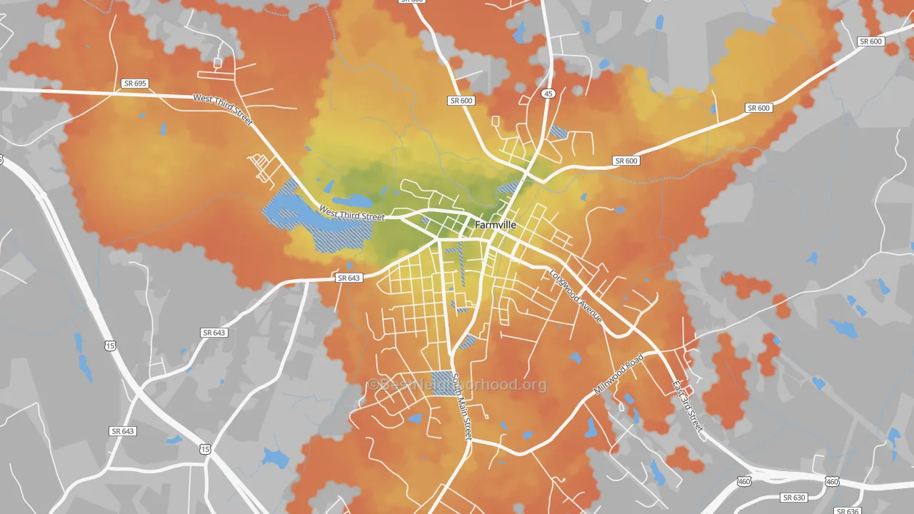 Bike Grade map of 23909, VA