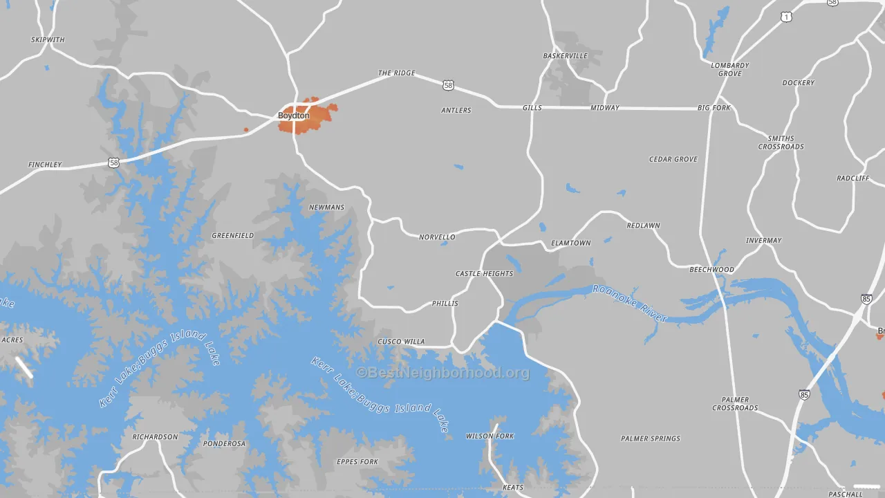 Bike Grade map of 23917, VA