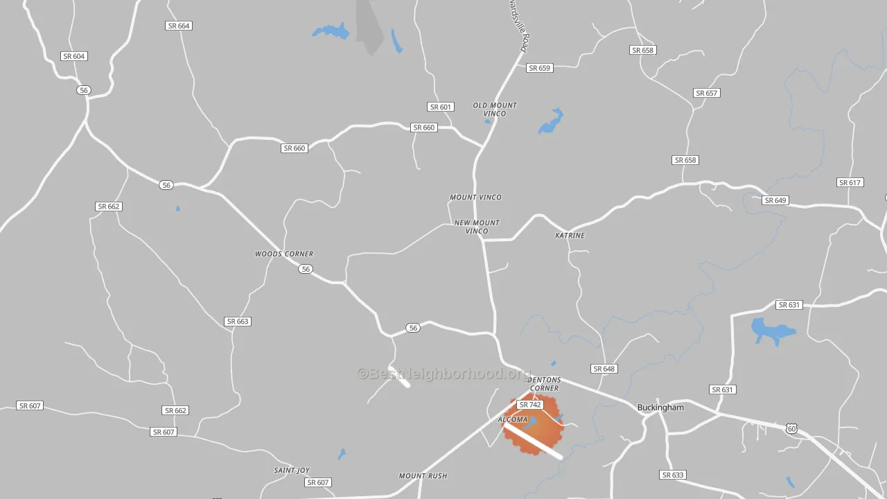 Bike Grade map of 23921, VA