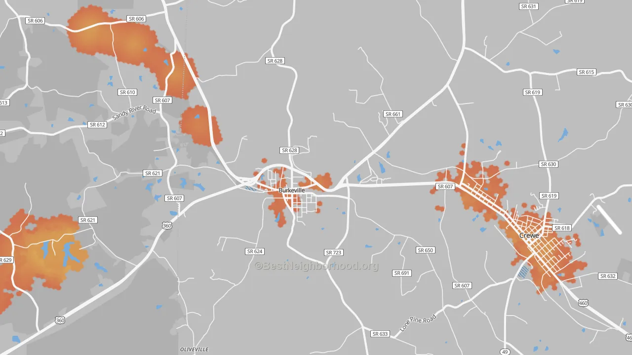 Bike Grade map of 23922, VA