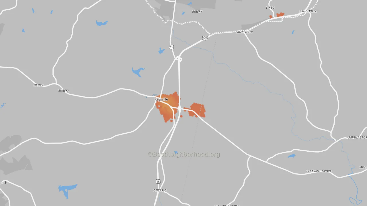 Bike Grade map of 23947, VA