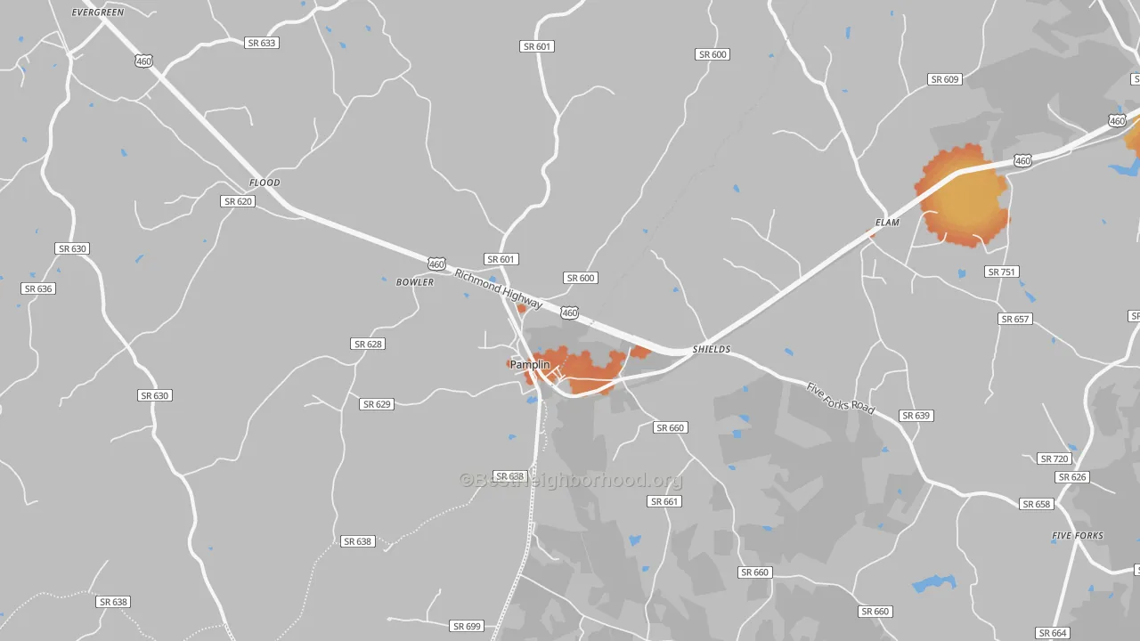 Bike Grade map of 23958, VA
