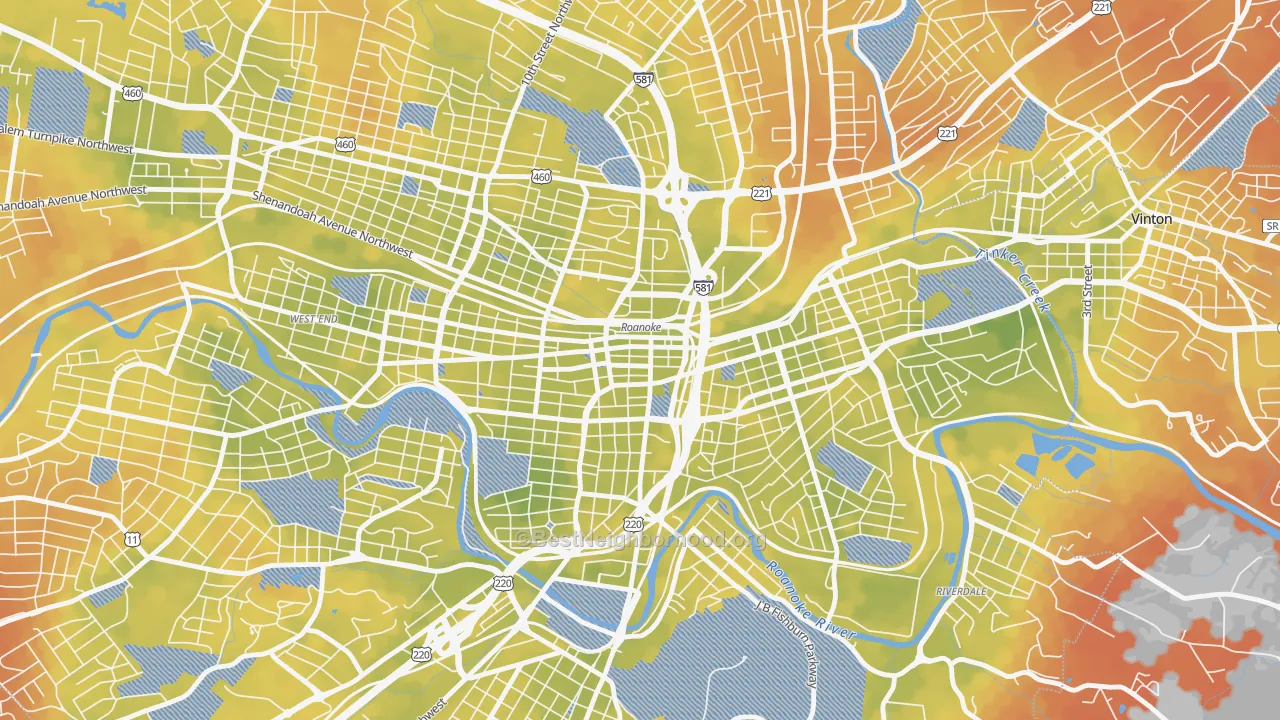Bike Grade map of 24011, VA