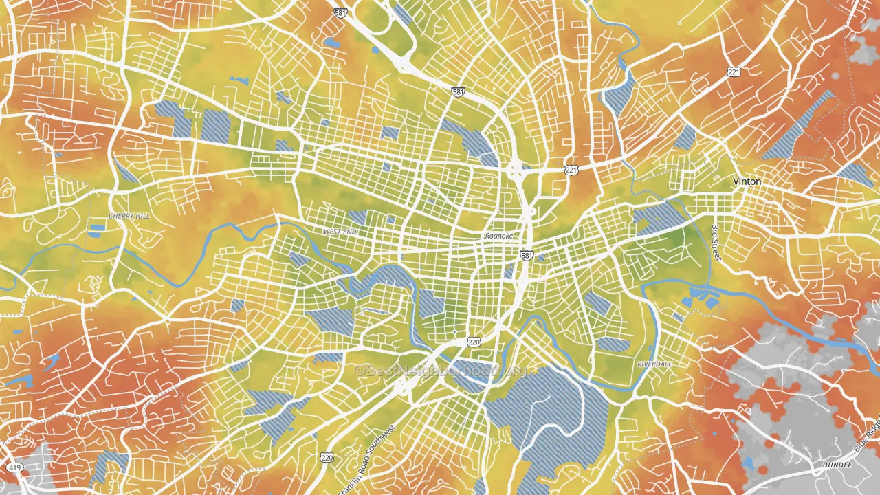 Bike Grade map of 24016, VA
