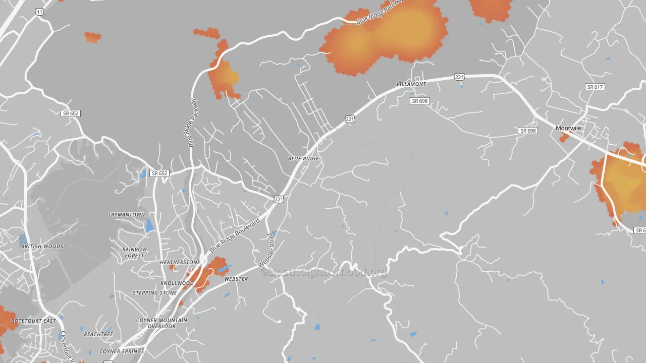 Bike Grade map of 24064, VA
