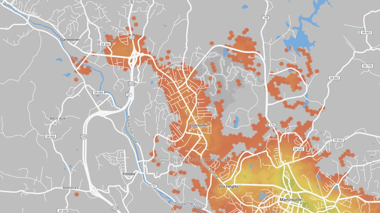 Bike Grade map of 24078, VA