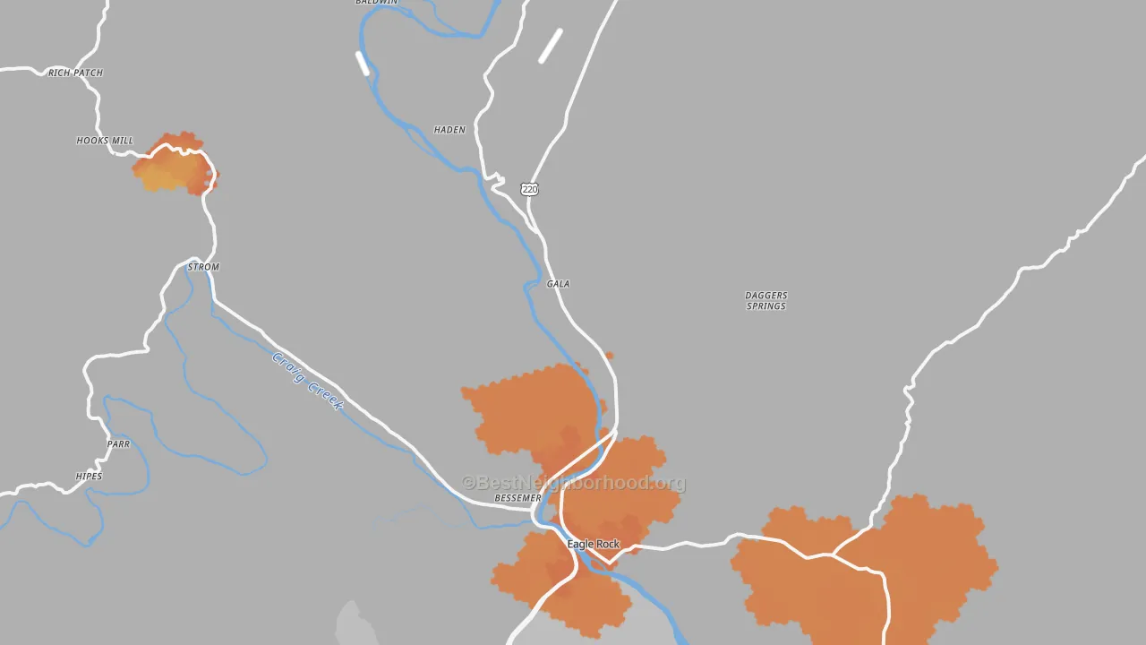Bike Grade map of 24085, VA