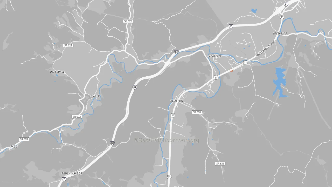 Bike Grade map of 24087, VA