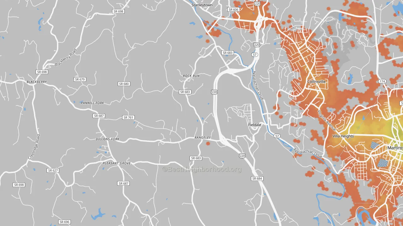 Bike Grade map of 24089, VA