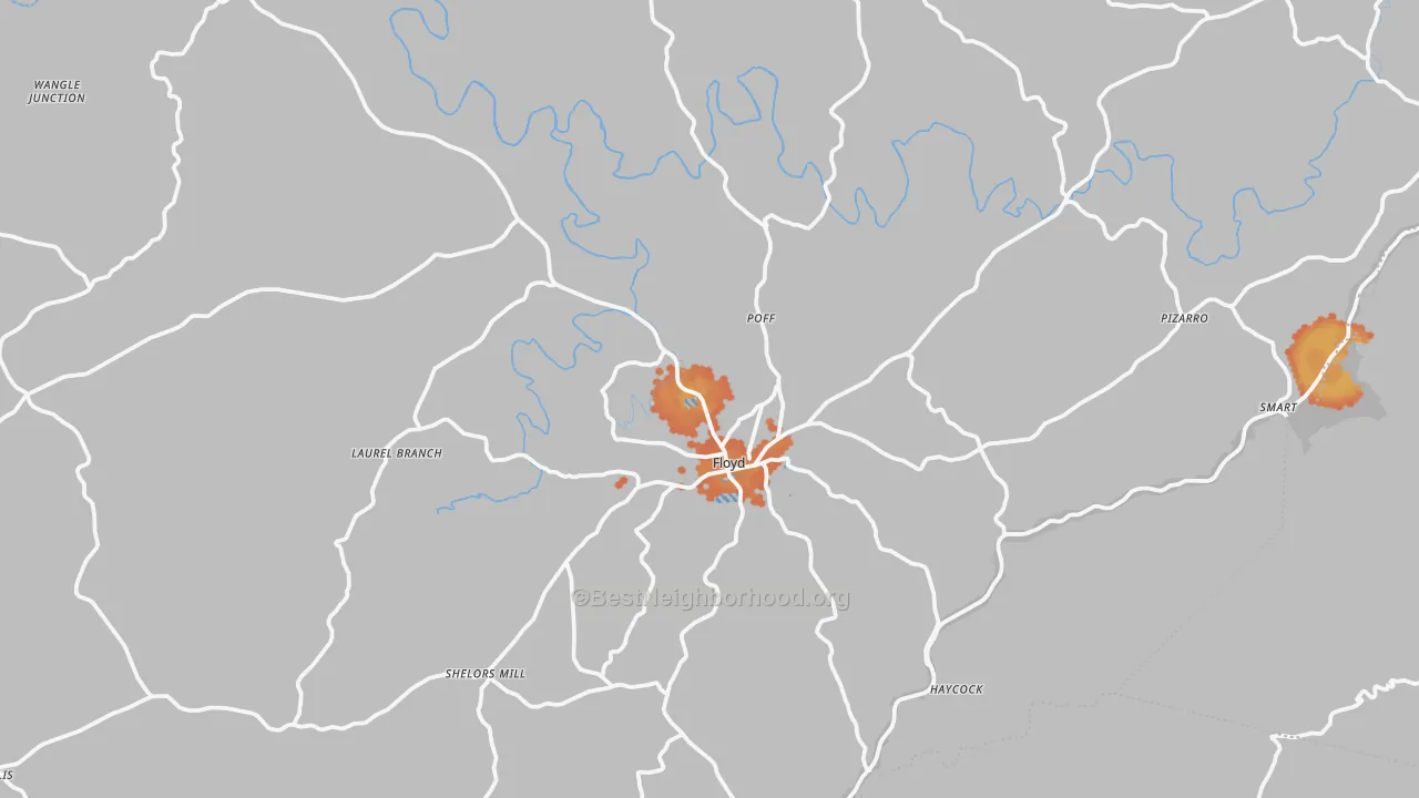 Bike Grade map of 24091, VA
