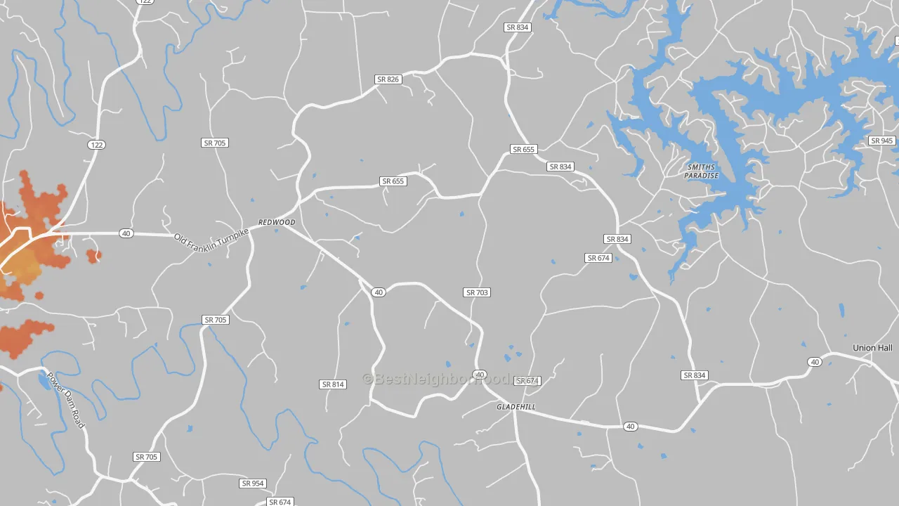 Bike Grade map of 24092, VA