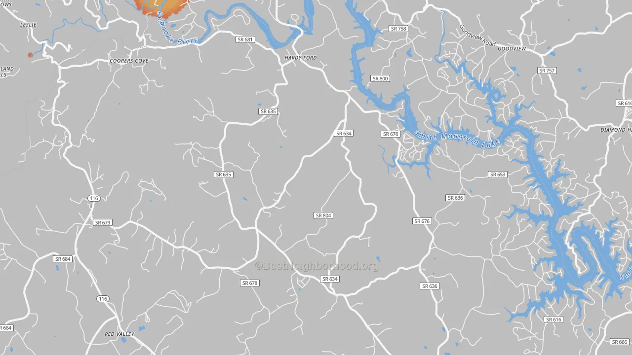 Bike Grade map of 24101, VA