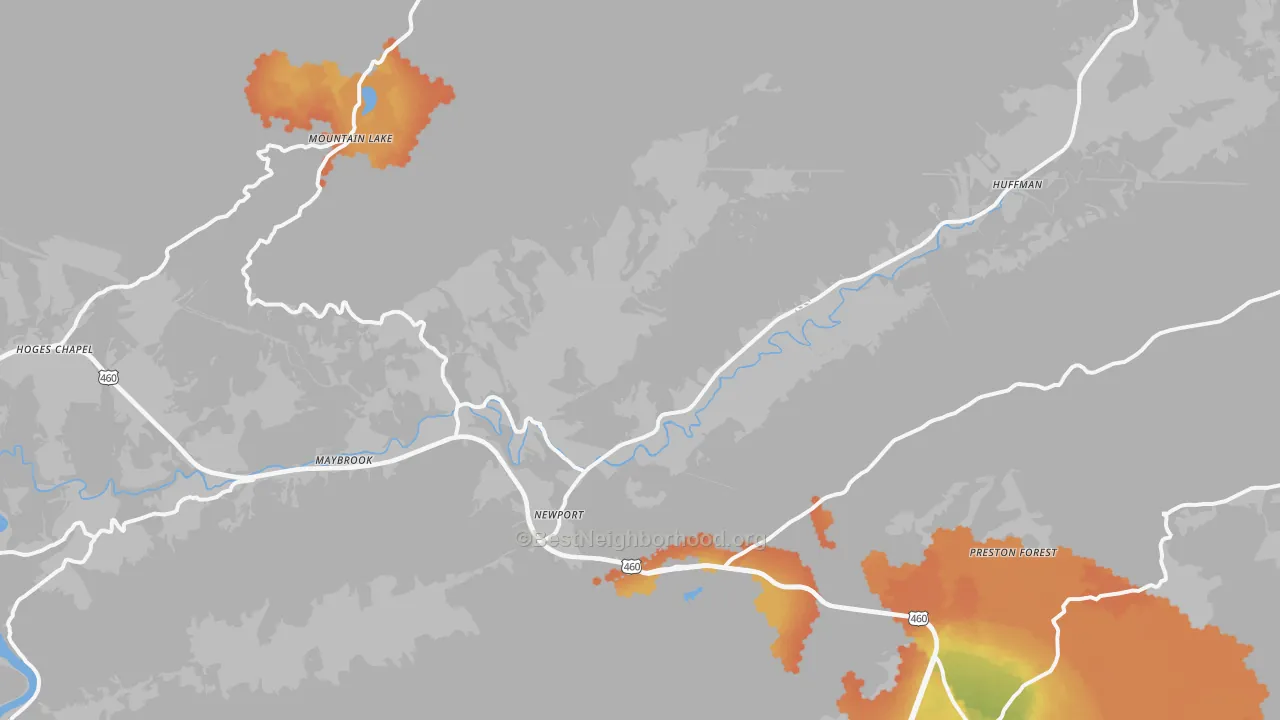 Bike Grade map of 24128, VA