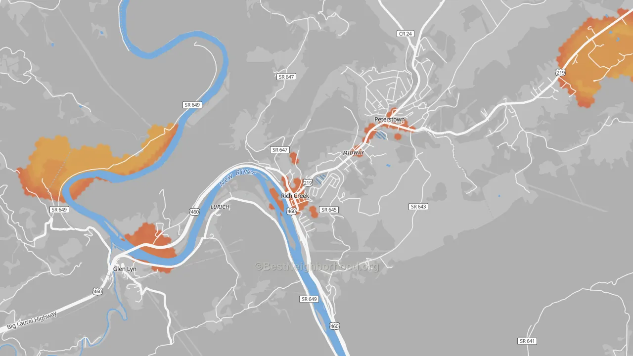 Bike Grade map of 24147, VA