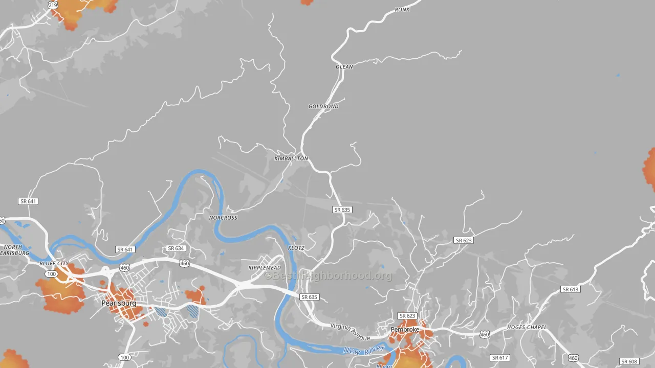 Bike Grade map of 24150, VA