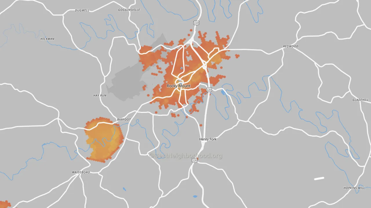 Bike Grade map of 24151, VA