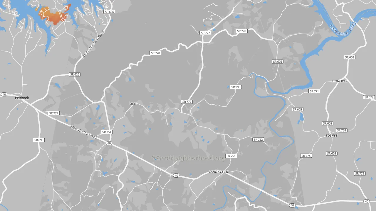 Bike Grade map of 24161, VA