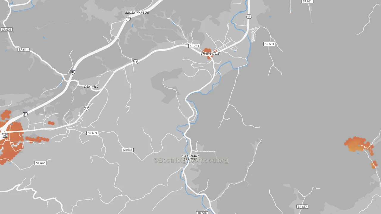 Bike Grade map of 24162, VA