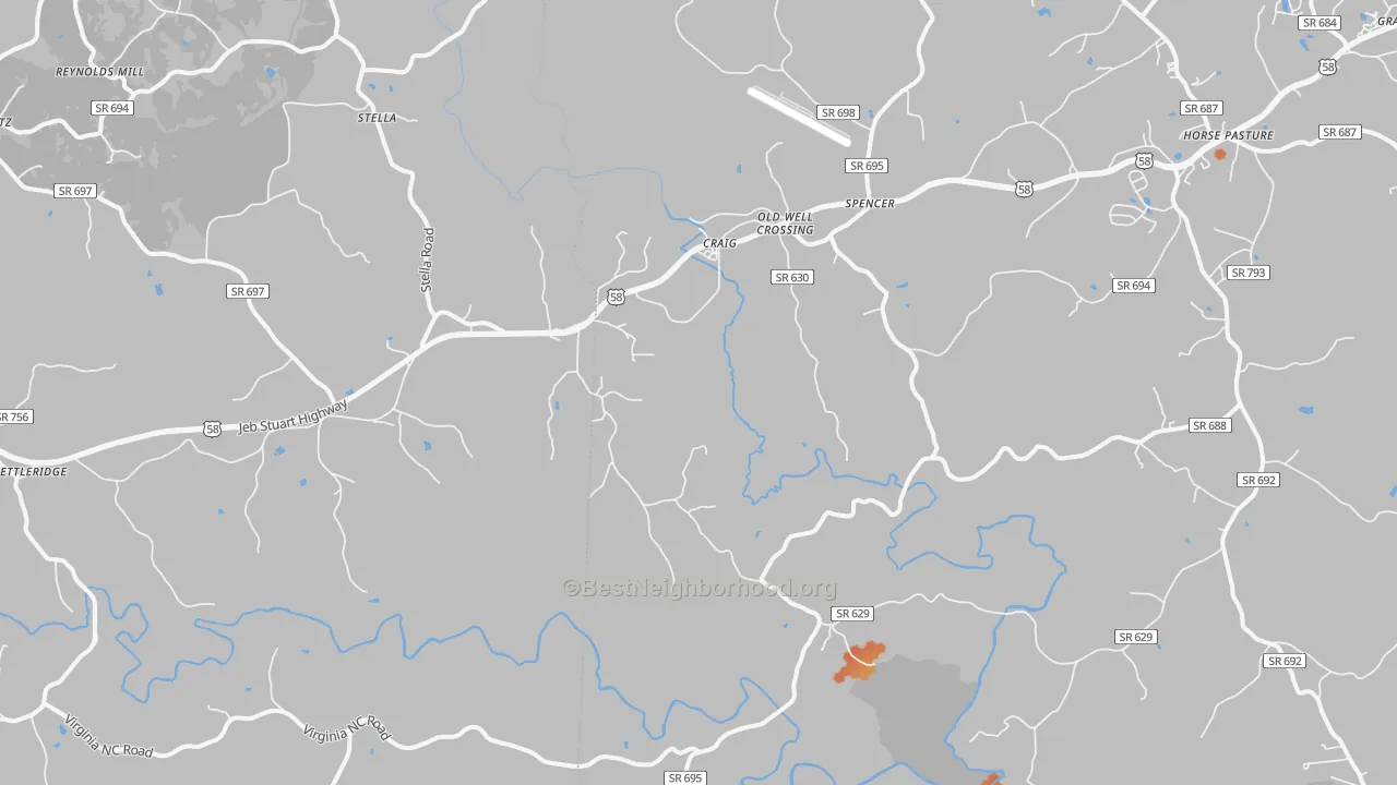 Bike Grade map of 24165, VA