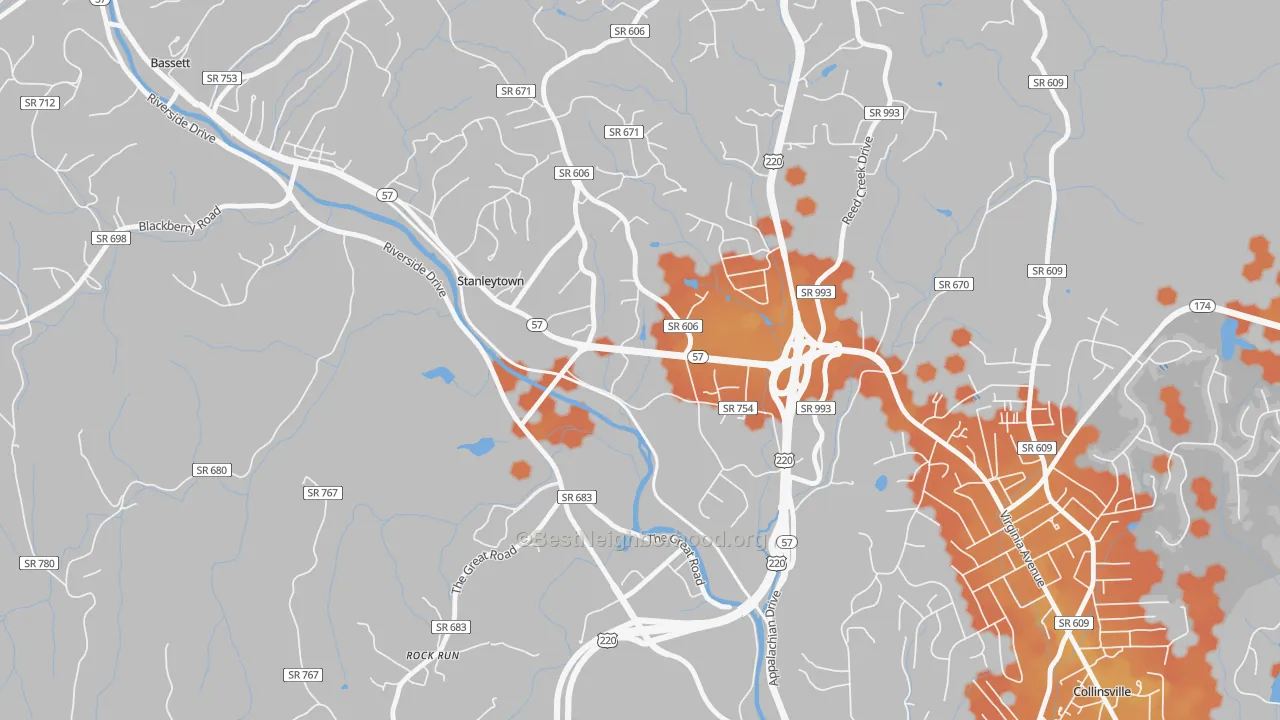 Bike Grade map of 24168, VA