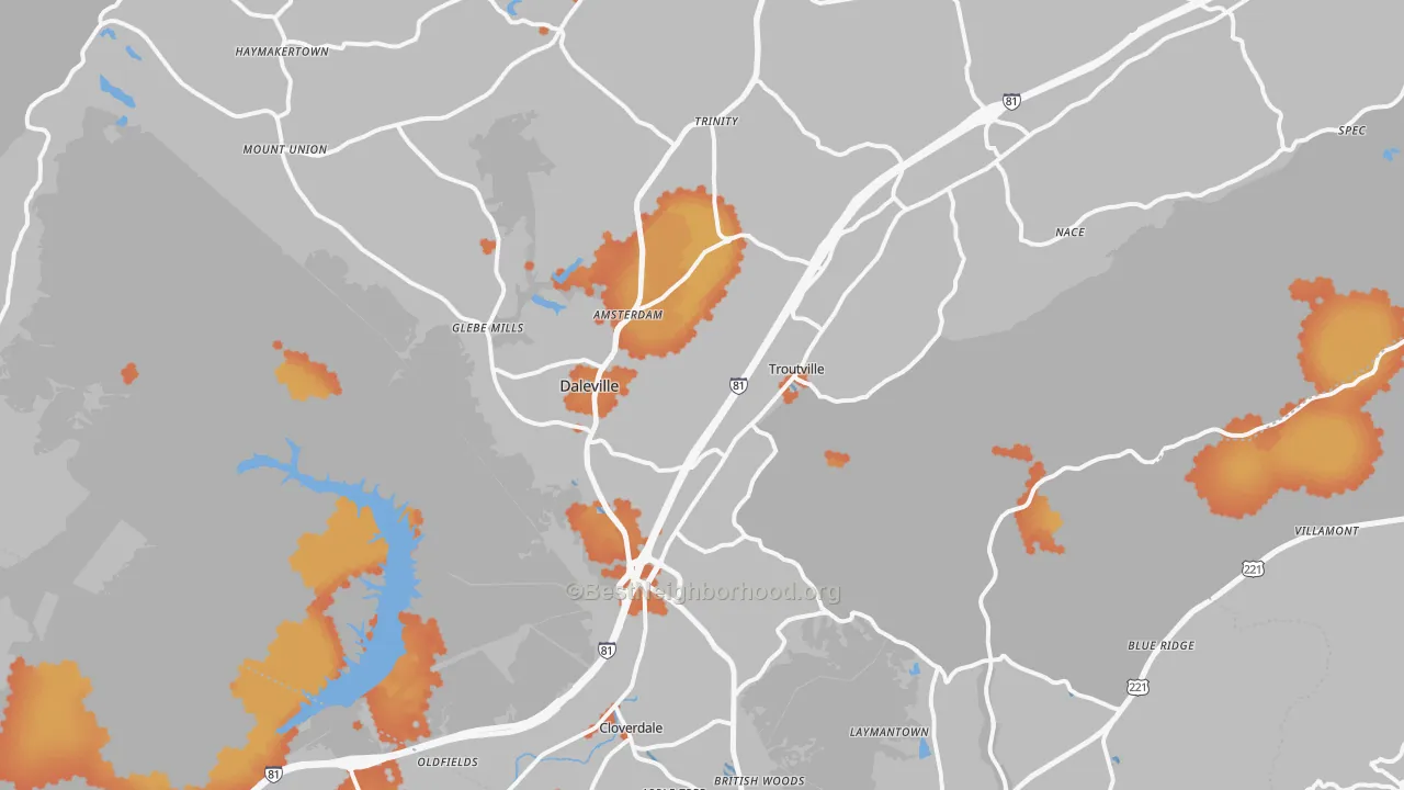 Bike Grade map of 24175, VA