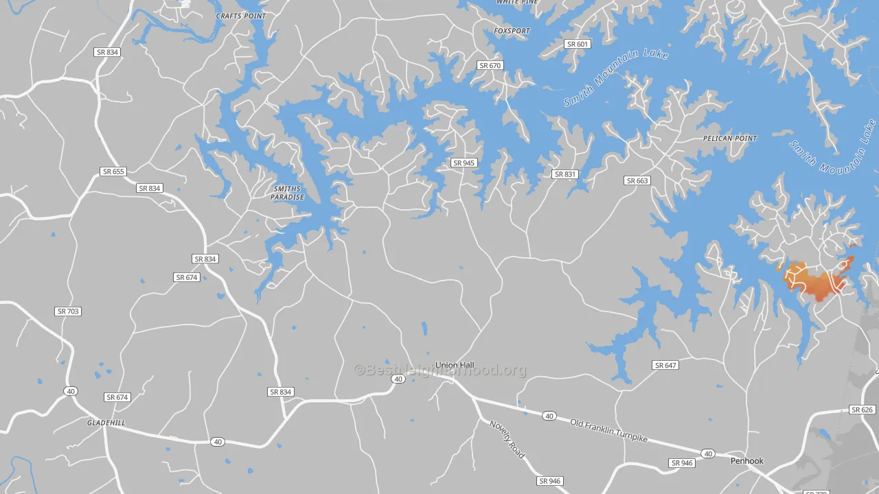 Bike Grade map of 24176, VA