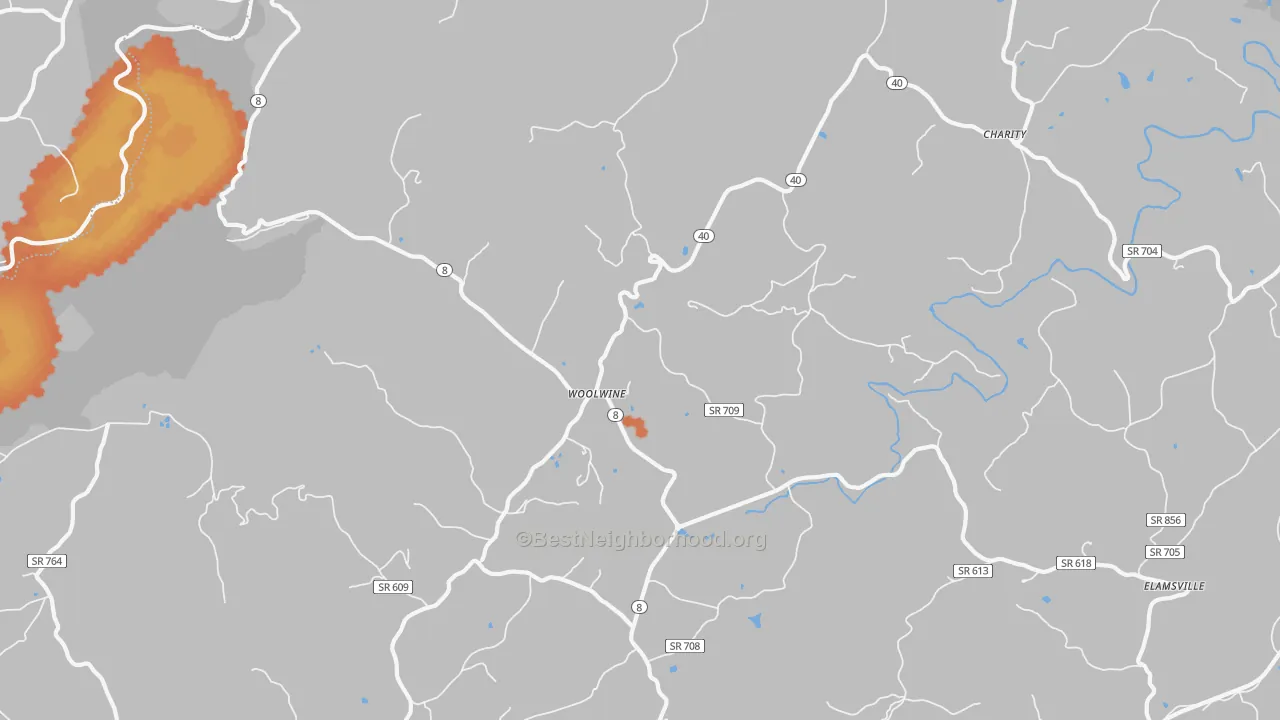 Bike Grade map of 24185, VA