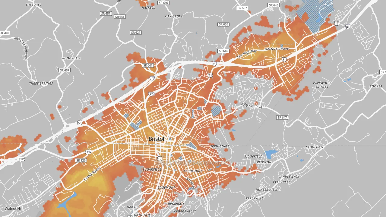 Bike Grade map of 24201, VA