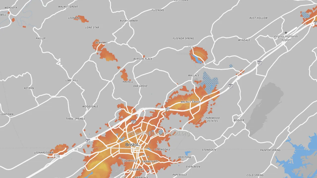 Bike Grade map of 24202, VA