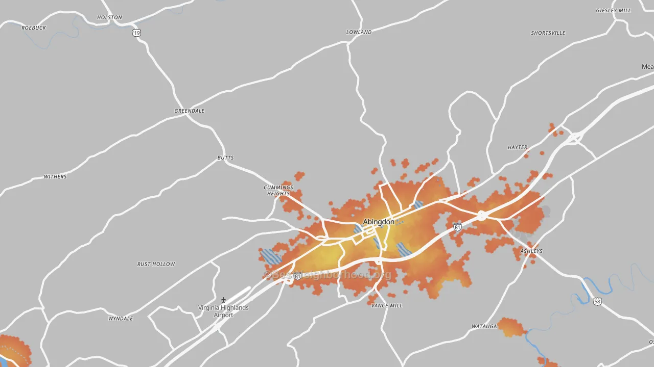 Bike Grade map of 24210, VA