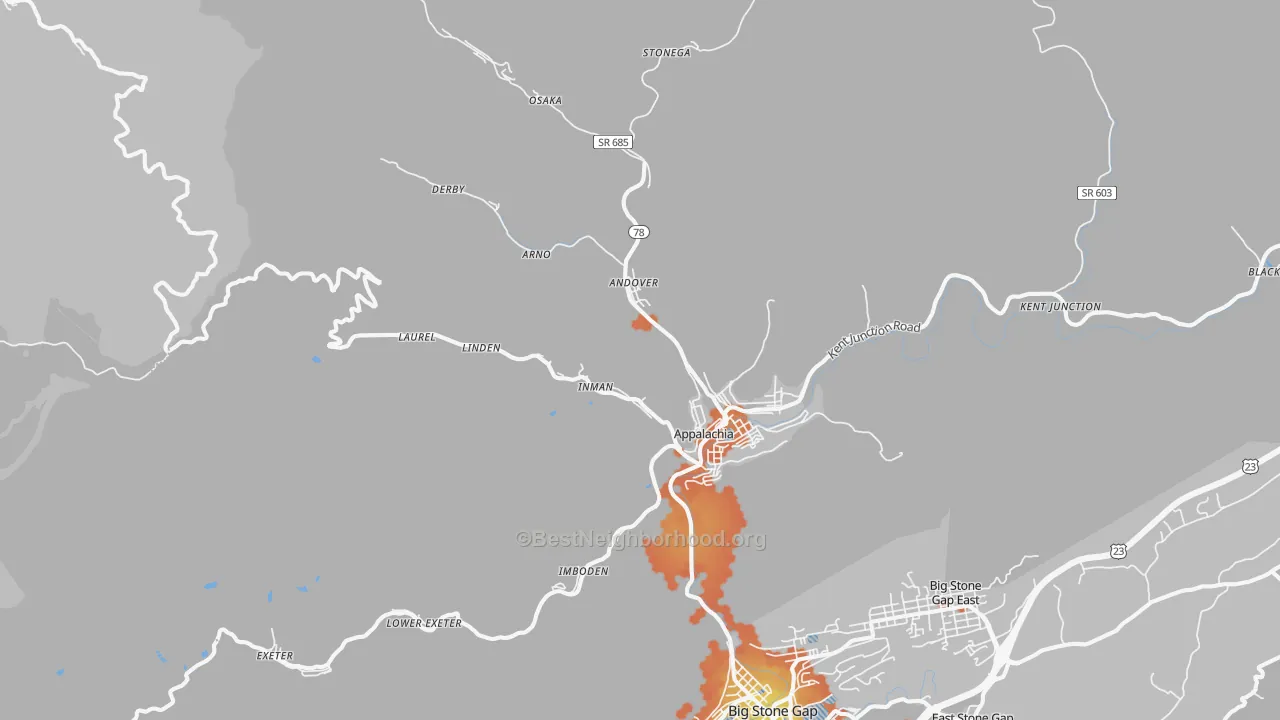 Bike Grade map of 24216, VA