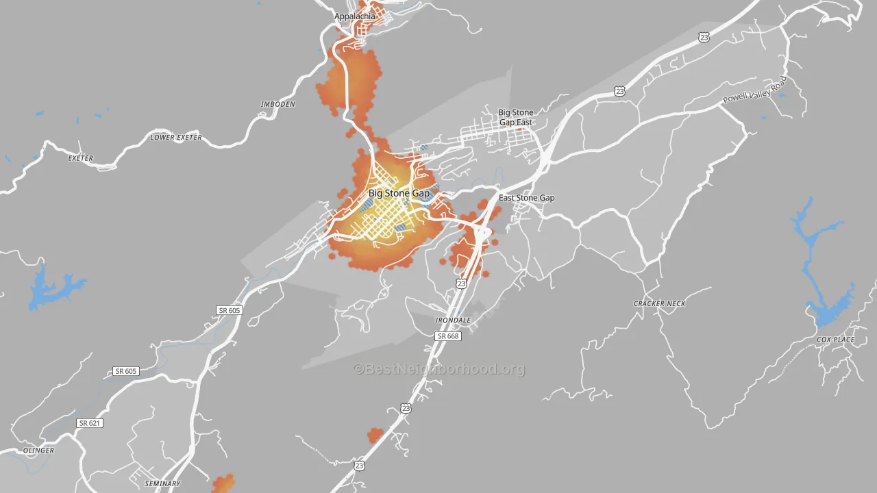 Bike Grade map of 24219, VA