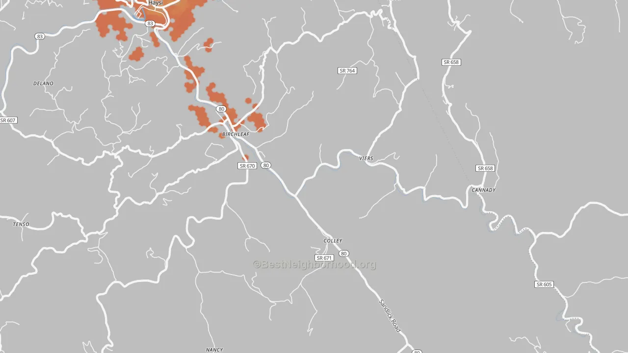 Bike Grade map of 24220, VA