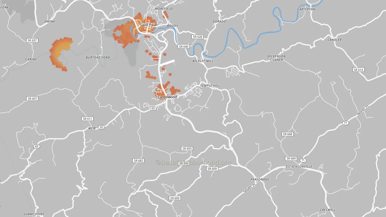 Bike Grade map of 24224, VA