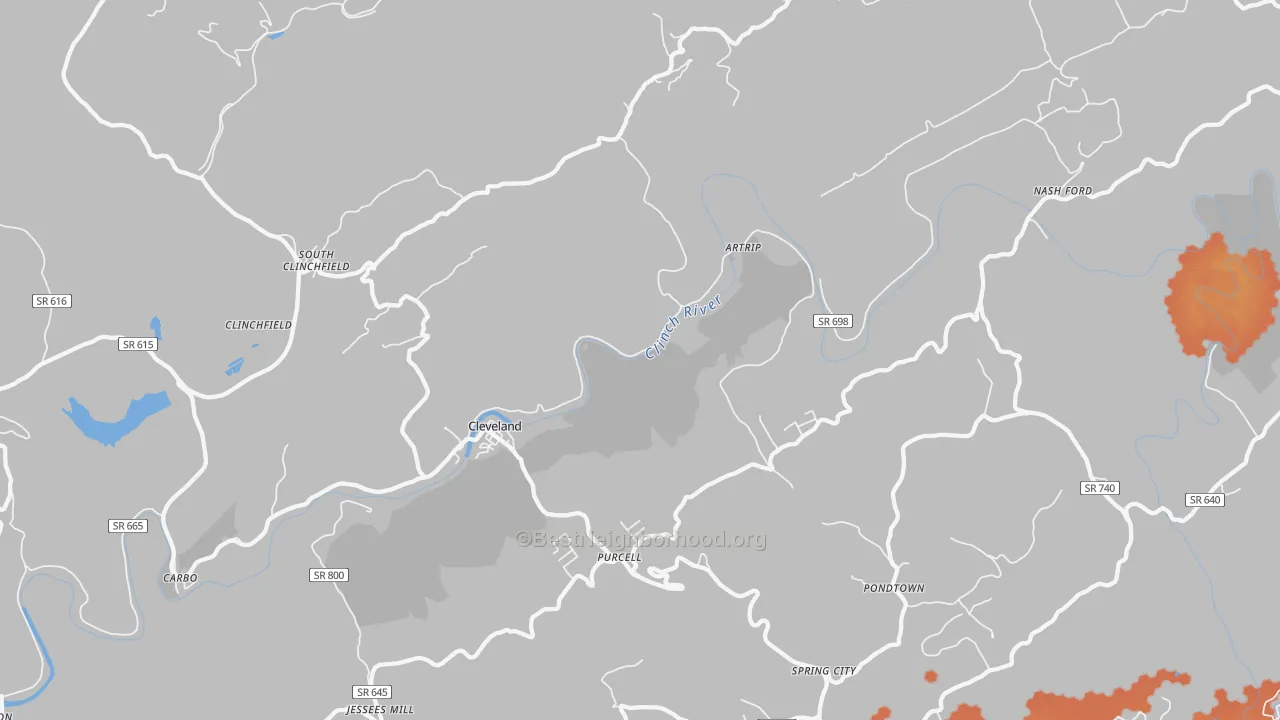 Bike Grade map of 24225, VA