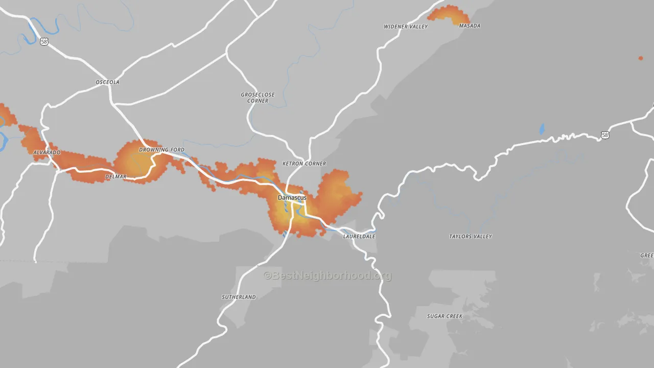 Bike Grade map of 24236, VA