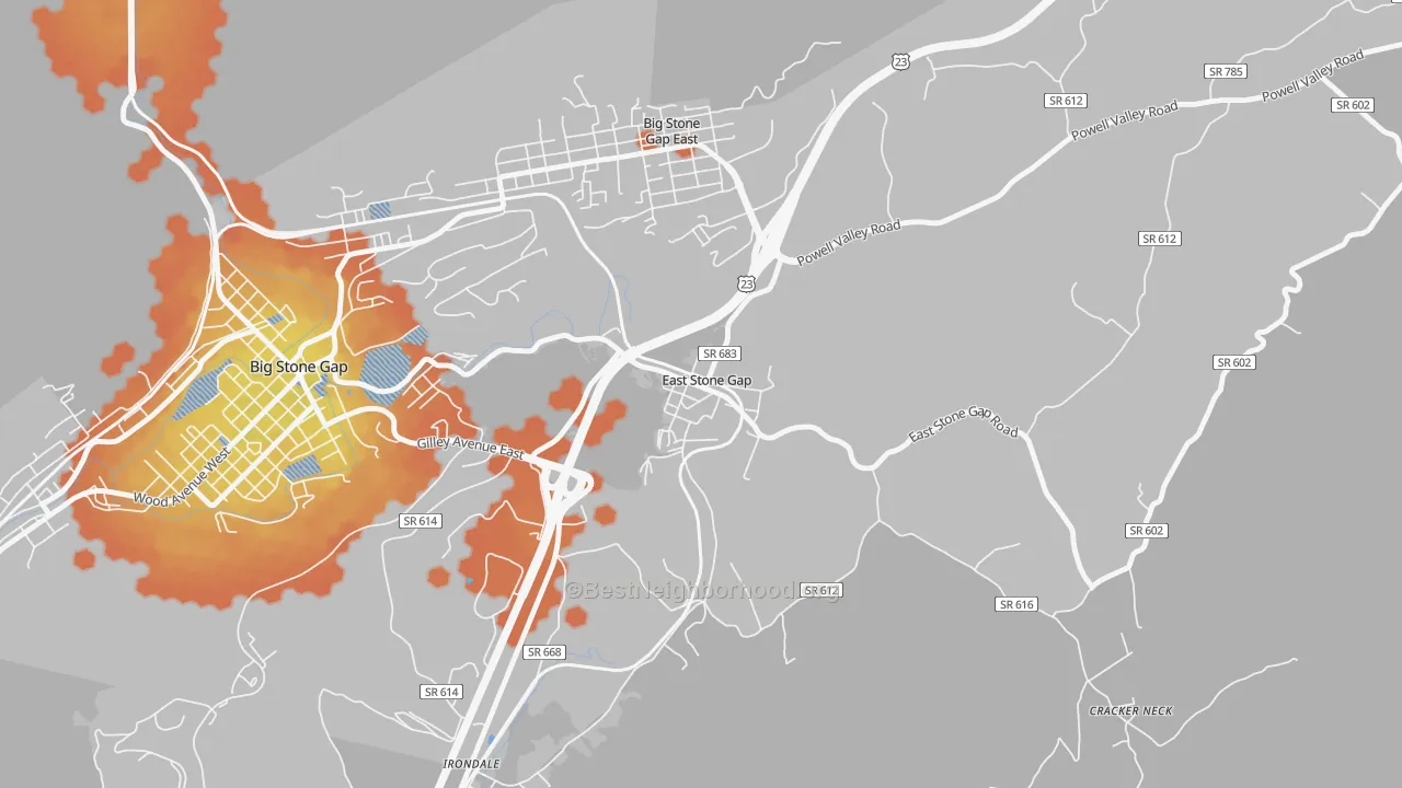 Bike Grade map of 24246, VA