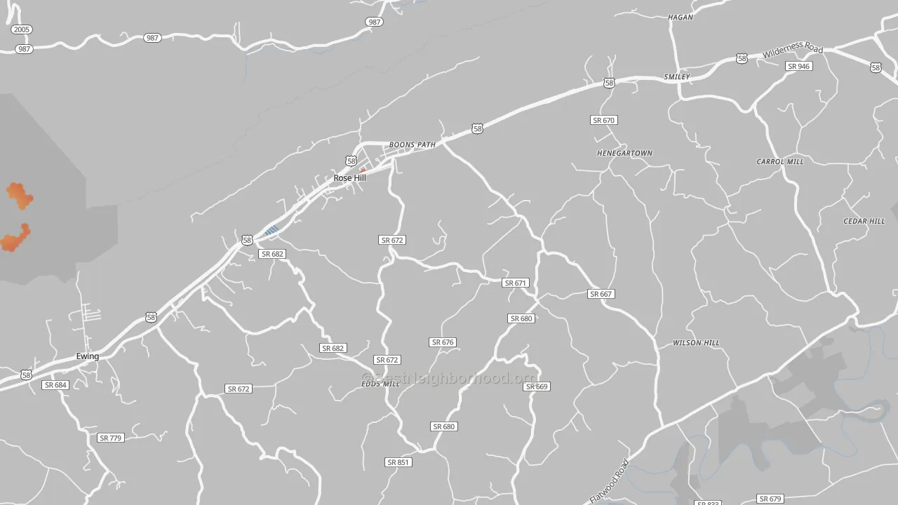 Bike Grade map of 24281, VA