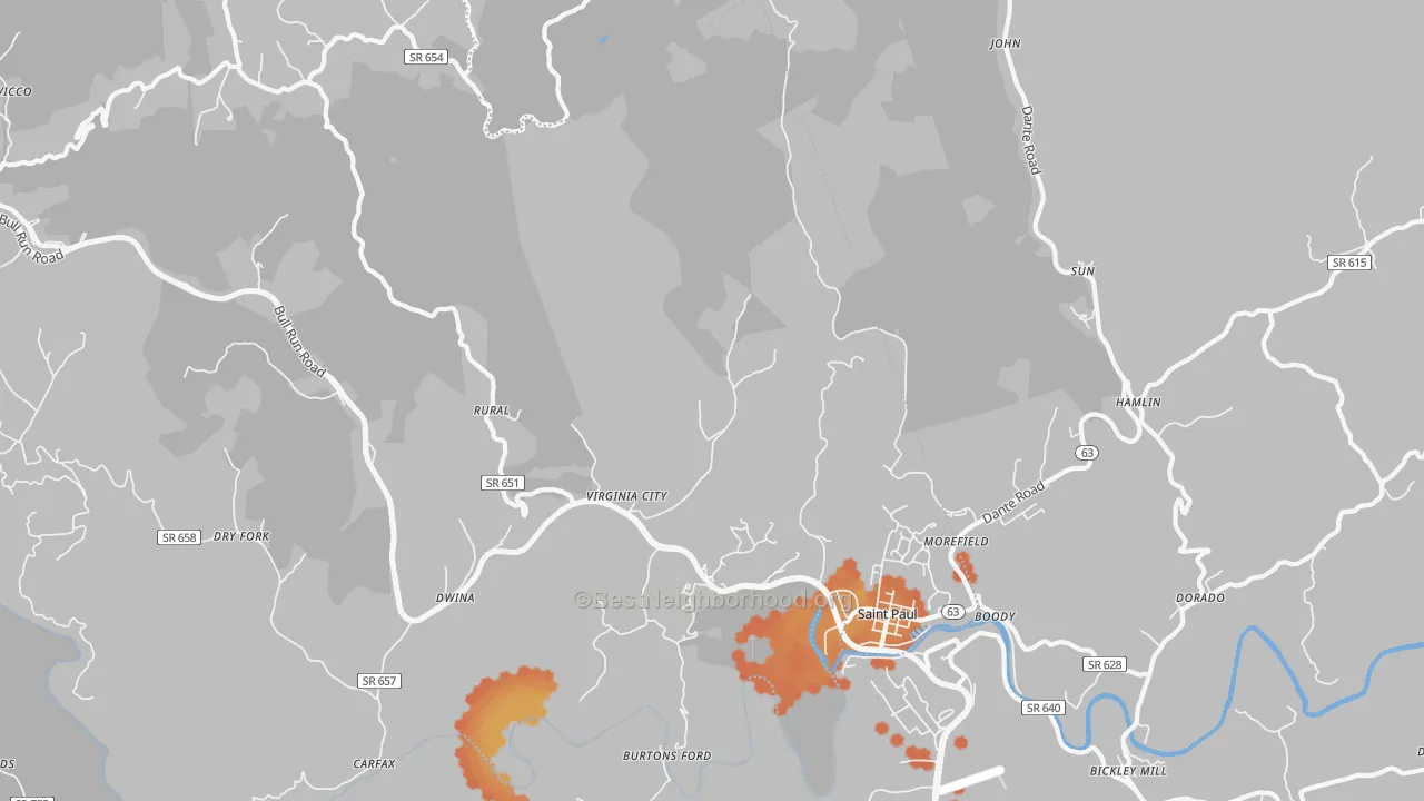 Bike Grade map of 24283, VA