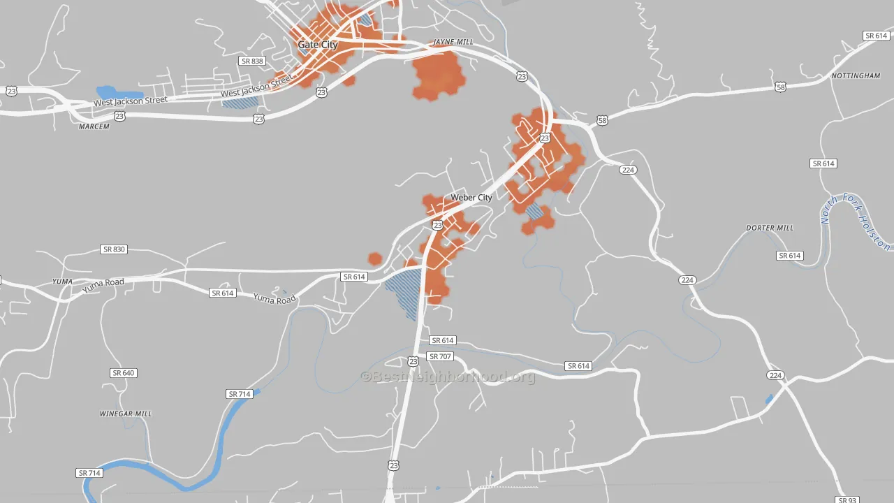 Bike Grade map of 24290, VA