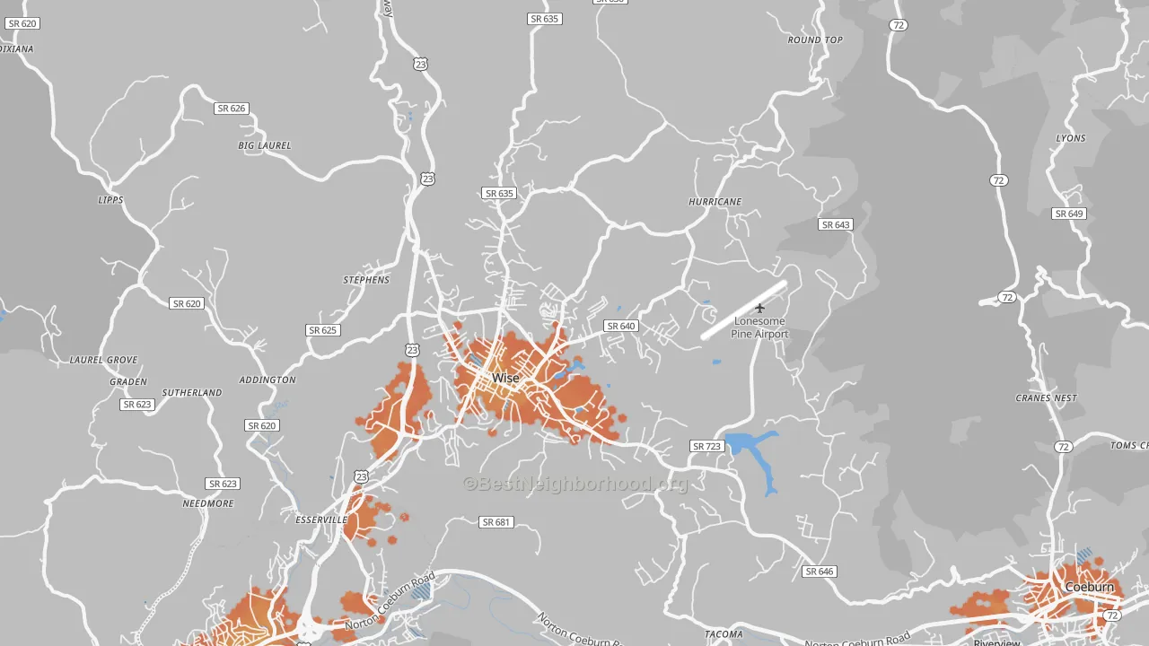 Bike Grade map of 24293, VA