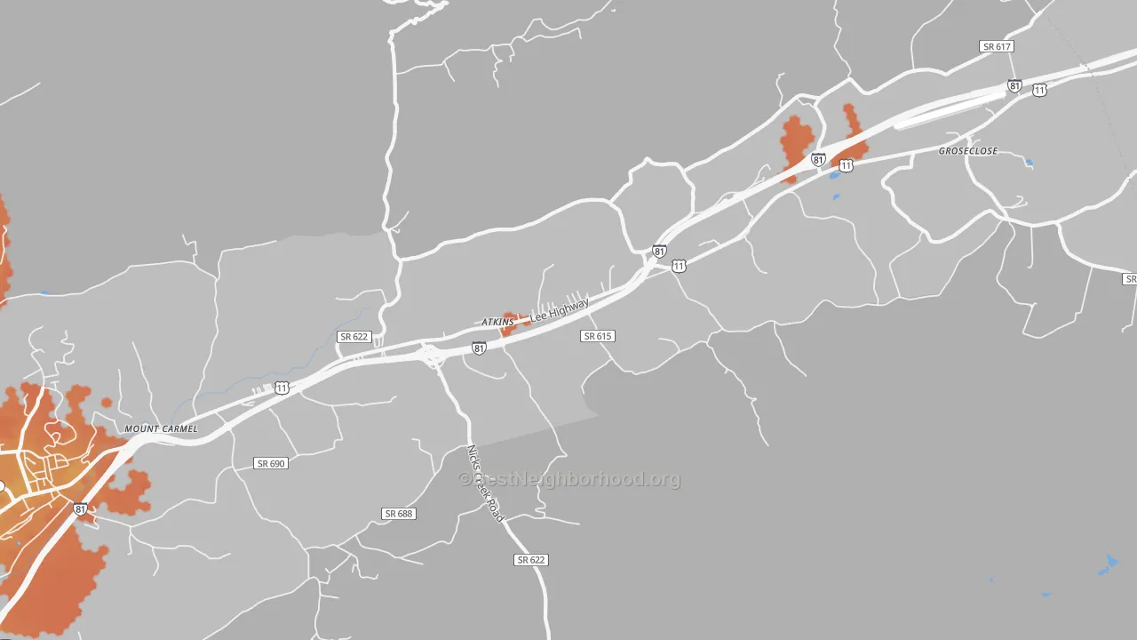 Bike Grade map of 24311, VA