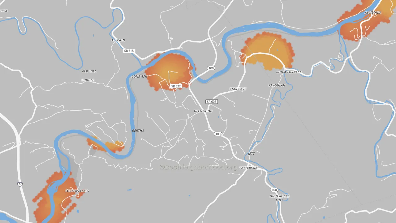 Bike Grade map of 24313, VA